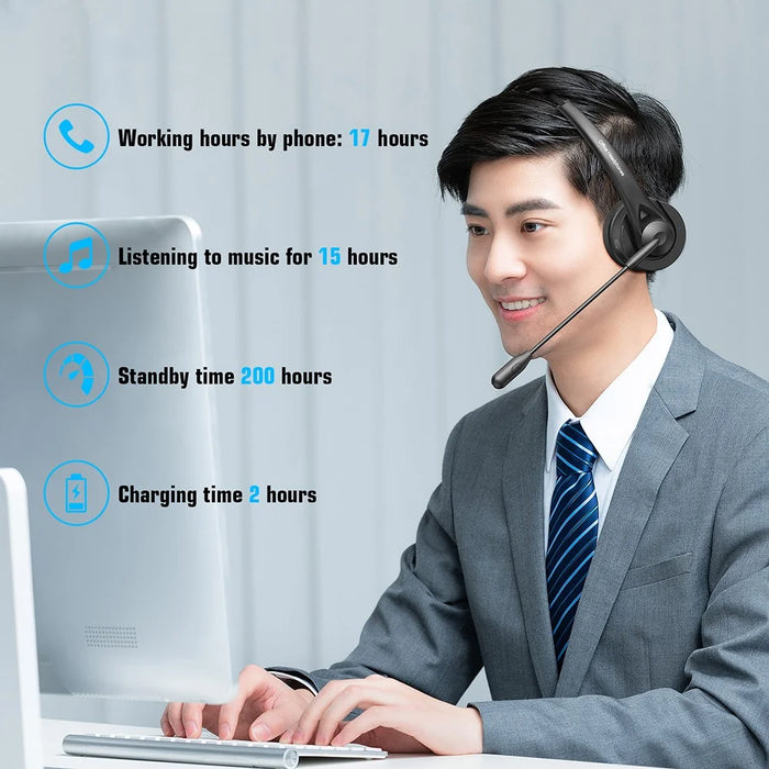 OY131 Single Ear Bluetooth-compatible Wireless Headphone Customer Service Call Center Headset with Charging Base - 2