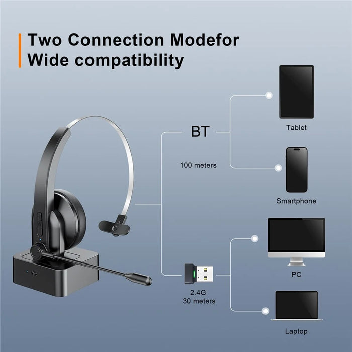 OY631 Bluetooth-compatible 5.3 Headset Customer Service Headphone with Mic Noise-Cancelling Wireless Headset for Truck Driver - 4