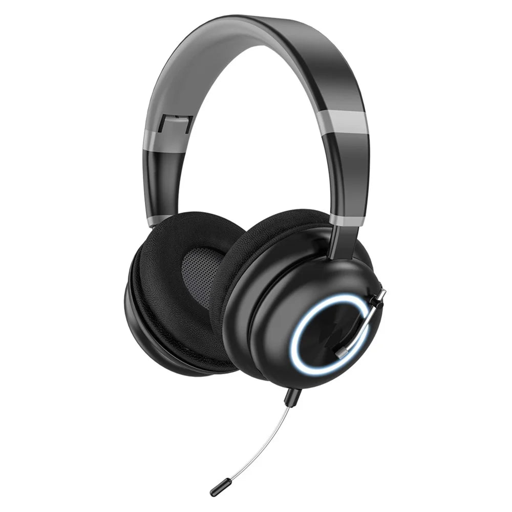 KE-29 Over-ear Wireless Bluetooth-compatible Headset RGB Light Gaming Music Headphone with Microphone - Black - 1