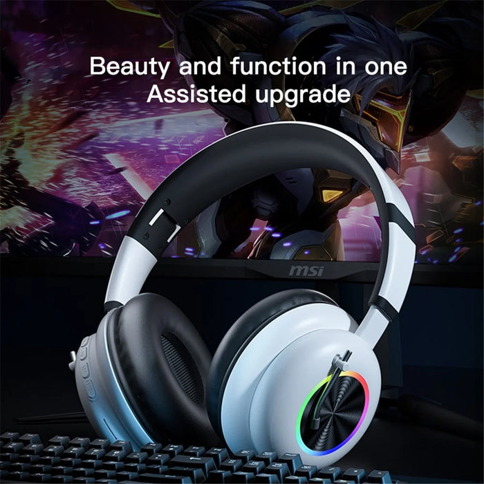KE-29 Over-ear Wireless Bluetooth-compatible Headset RGB Light Gaming Music Headphone with Microphone - Black - 5