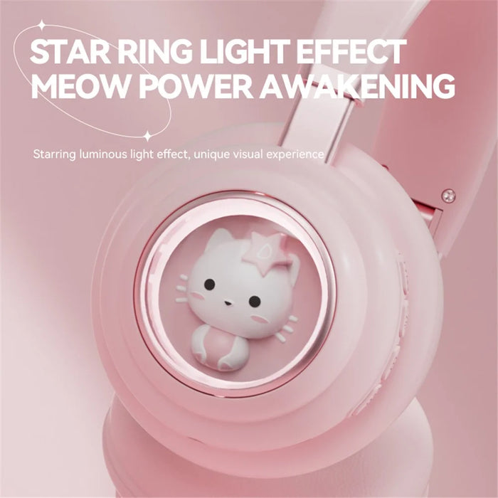 KE-30 Cat Space Capsule Design Wireless Headset RGB Colorful Light Gaming Bluetooth-compatible Headphone - Pink - 4