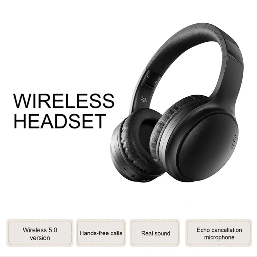 BT037 Bluetooth-compatible Noise Cancelling Headphones Over Ear ANC Wireless Deep Bass Headset - Black - 3
