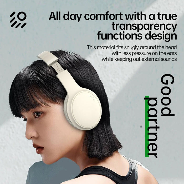BT037 Bluetooth-compatible Noise Cancelling Headphones Over Ear ANC Wireless Deep Bass Headset - Black - 7
