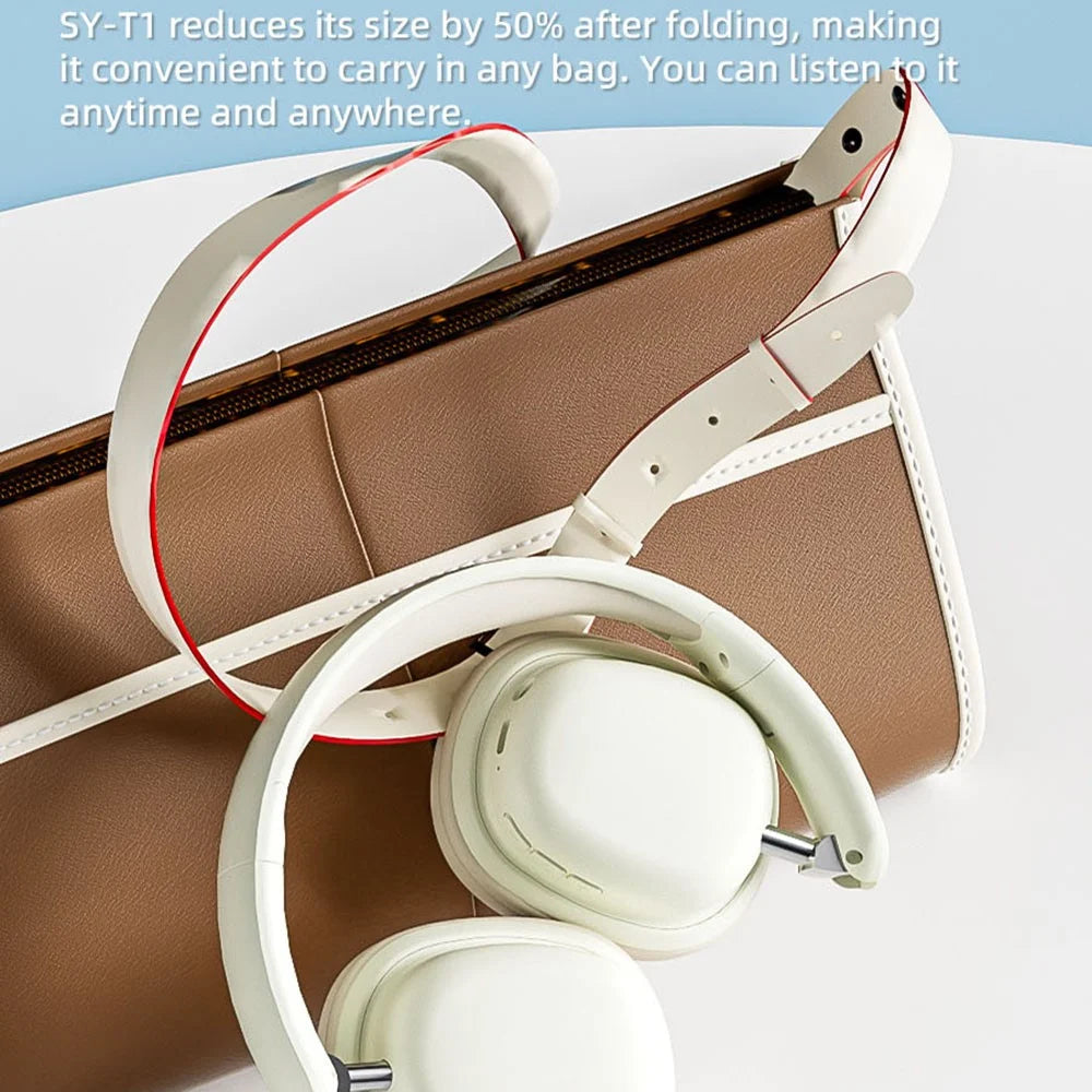 SY-T1 Over-Ear Bluetooth-compatible Headset Foldable Gaming Headphones with Plug-in ENC Microphone - Khaki - 4