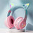 BT612 Headphones with Cat Ears Gradient Bluetooth-compatible Gaming Headset with RGB Light - Pink - 2