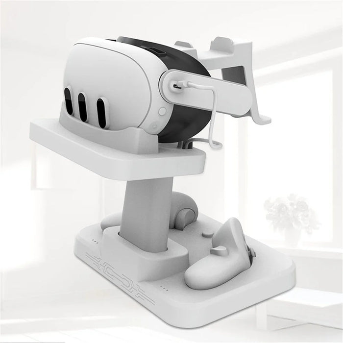For Meta Quest 3 VR Display Stand Headset Magnetic Charging Base Storage Holder Bracket - White - 2