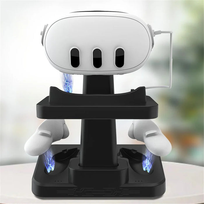 For Meta Quest 3 VR Display Stand Headset Magnetic Charging Base Storage Holder Bracket - White - 3