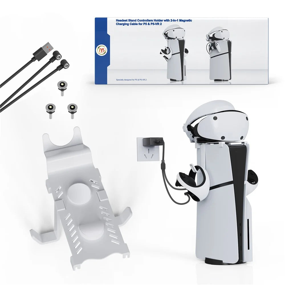 JYS P5171 For PS5 / PS5 Slim Host Universal Top Stand VR Helmet Handle Charging Storage Rack - 7