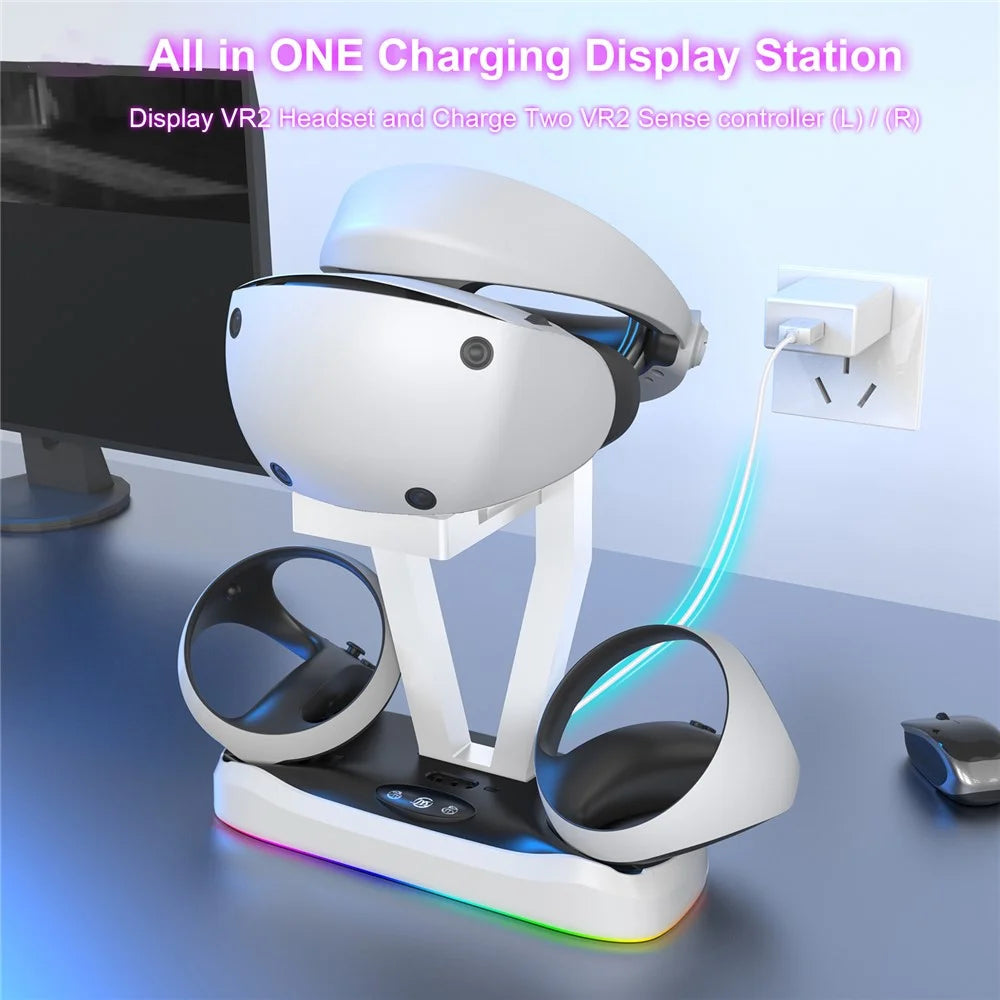 JYS P5155 For PS VR2 Charging Stand with Display Light Handle Charging Base with Glasses Holder - 2