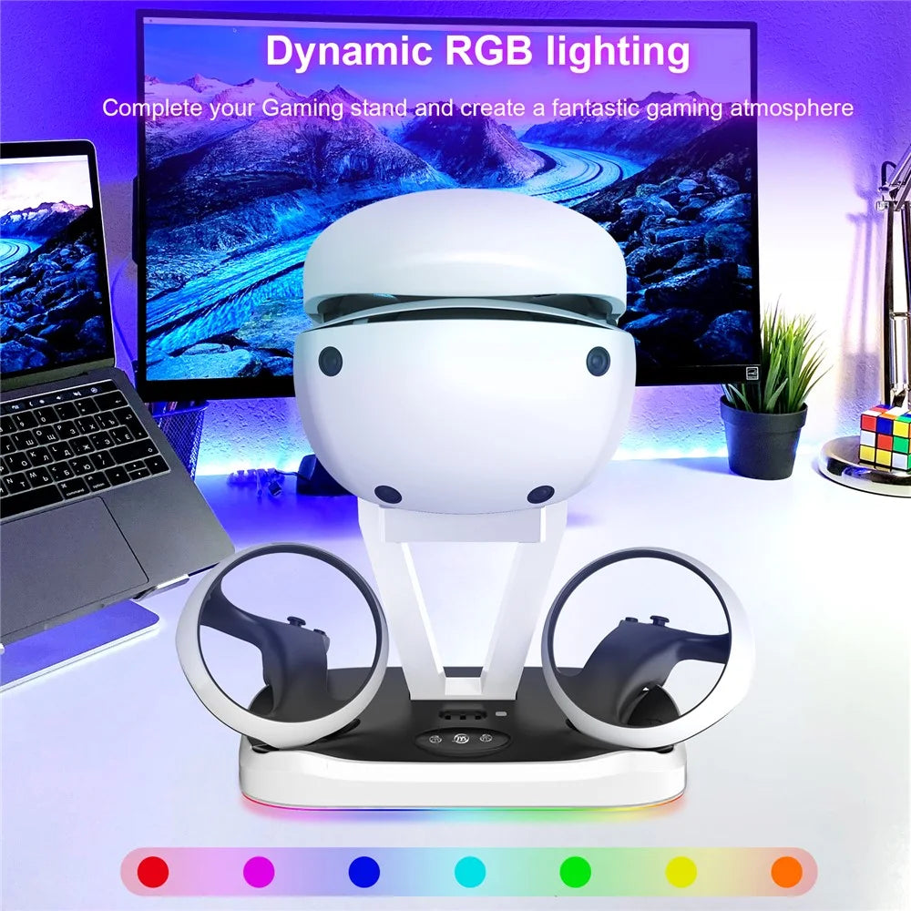 JYS P5155 For PS VR2 Charging Stand with Display Light Handle Charging Base with Glasses Holder - 4