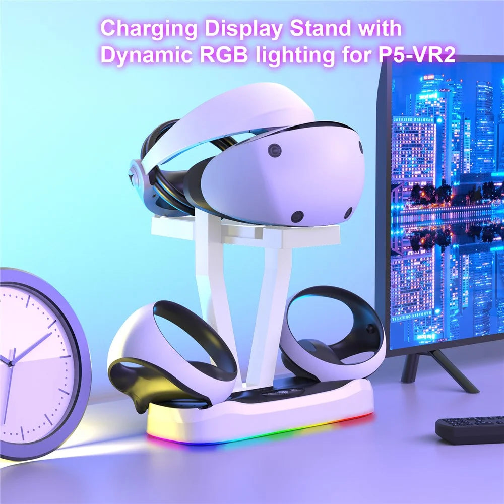 JYS P5155 For PS VR2 Charging Stand with Display Light Handle Charging Base with Glasses Holder - 6