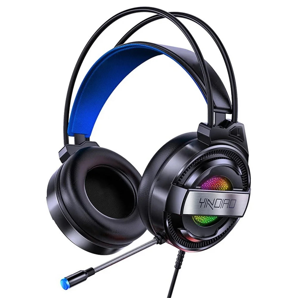 YINDIAO Q3 LED Lighting Gaming Headset E-sports USB + Dual 3.5mm AUX Wired Headphone - Black - 1
