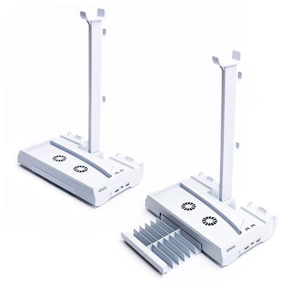OIVO IV-P5249 Vertical Stand Cooling Station for PS5 Disc / Digital Controller Charging Dock with Game Card Headset Holder - 2