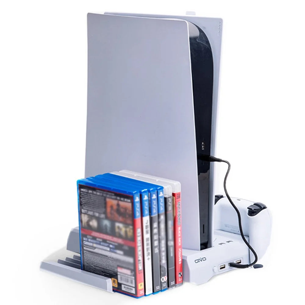 OIVO IV-P5249 Vertical Stand Cooling Station for PS5 Disc / Digital Controller Charging Dock with Game Card Headset Holder - 3