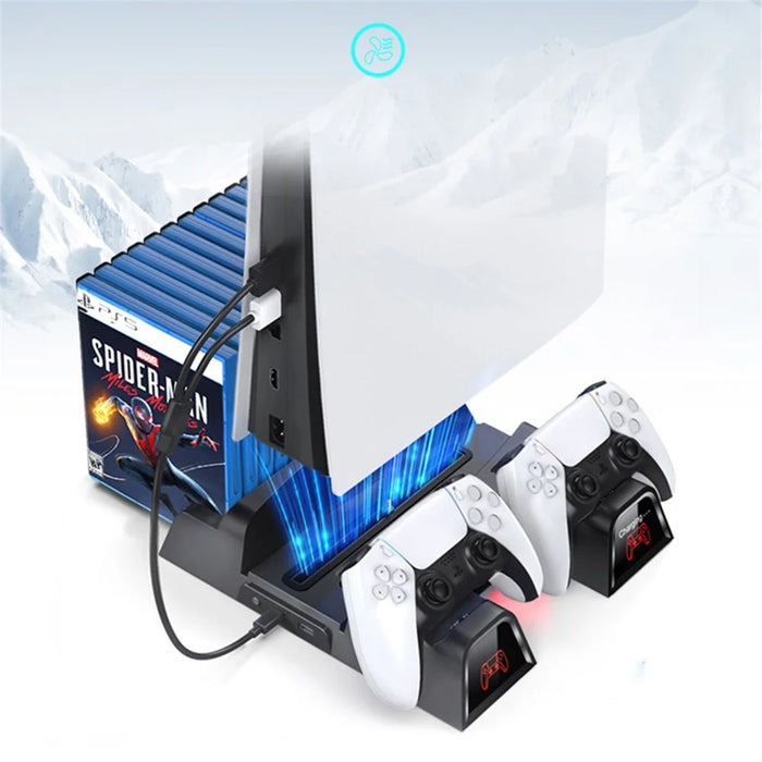 OIVO For Sony PS5 Console Dual Controllers Charger ABS Cooling Stand Holder - 3