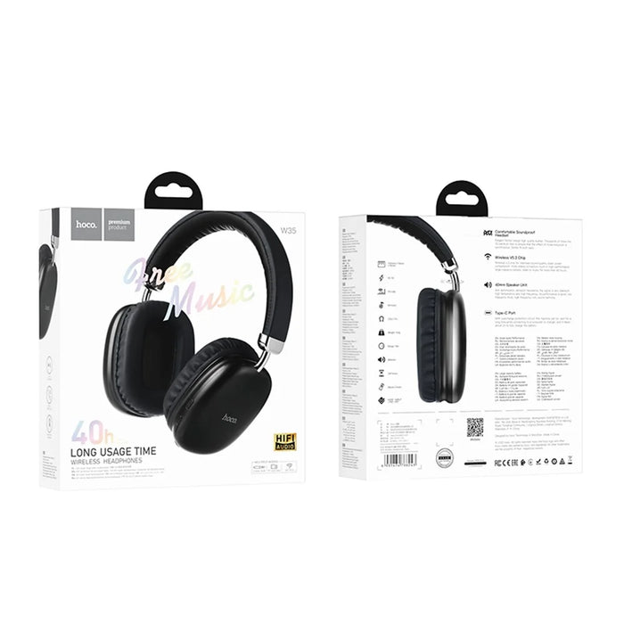 HOCO W35 Wireless Headphones Over Ear Bluetooth-compatible  5.3 Headset - Black - 5