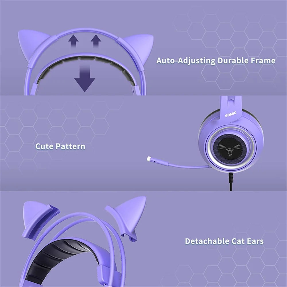 SOMIC G951S E-Sports Gaming Headphone 3.5mm Wired Over-Ear Headset - Purple - 5