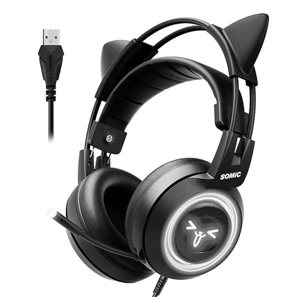 SOMIC G951USB Gaming Headphone USB Wired Over-ear Computer Headset - Black - 1