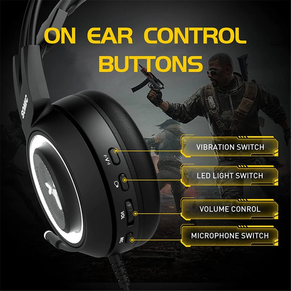 SOMIC G951USB Gaming Headphone USB Wired Over-ear Computer Headset - Black - 5