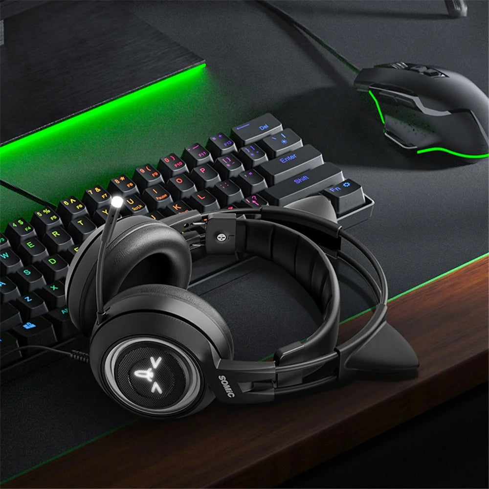 SOMIC G951USB Gaming Headphone USB Wired Over-ear Computer Headset - Black - 7