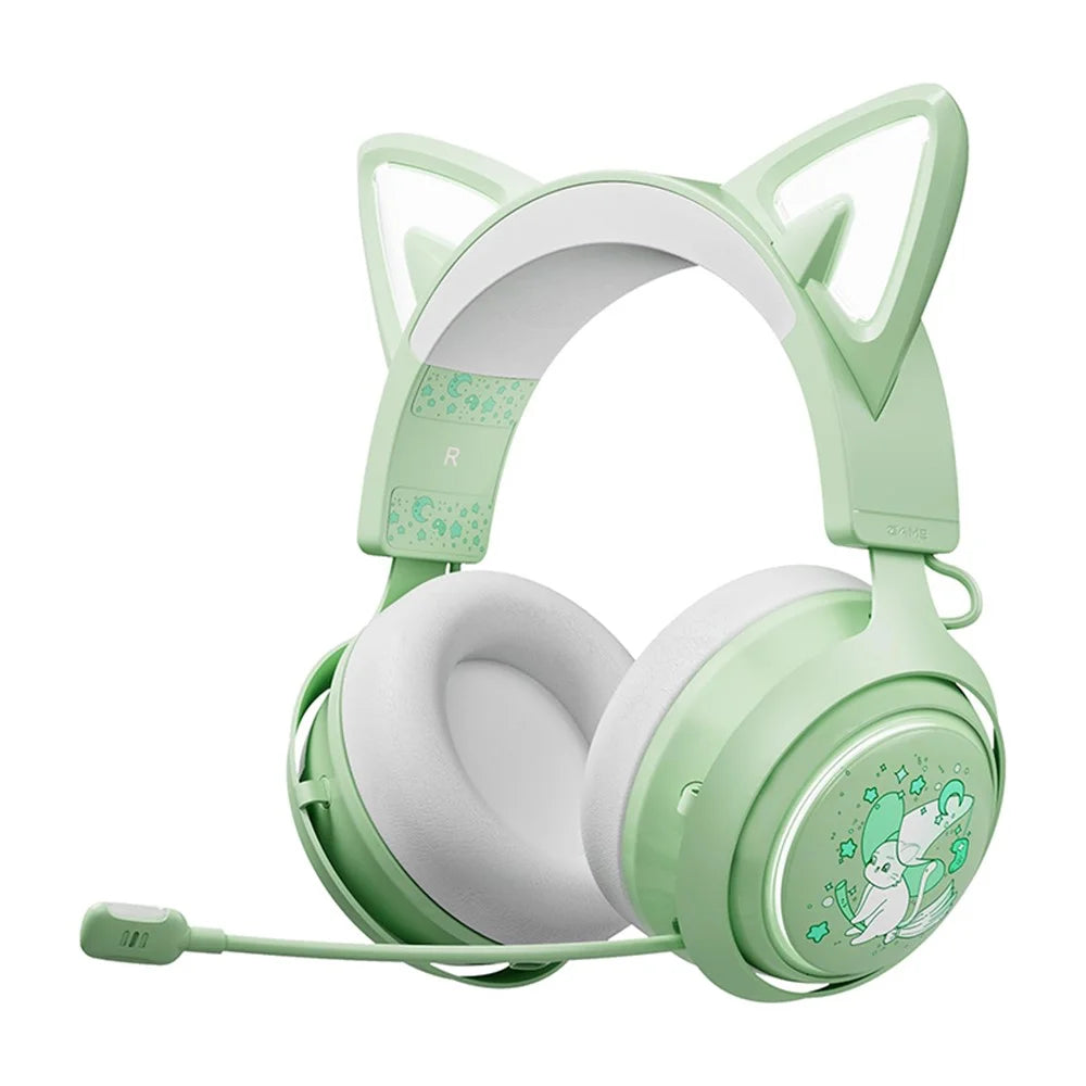SOMIC GS510 Cat Ear Style Bluetooth-compatible Gaming Headset LED Light Wireless Headphone - Green - 1