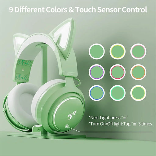 SOMIC GS510 Cat Ear Style Bluetooth-compatible Gaming Headset LED Light Wireless Headphone - Green - 2