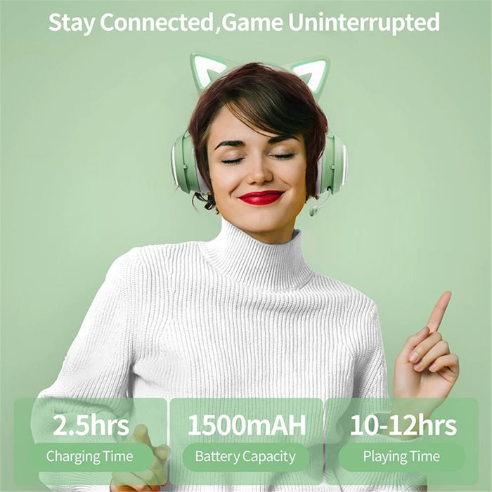 SOMIC GS510 Cat Ear Style Bluetooth-compatible Gaming Headset LED Light Wireless Headphone - Green - 4