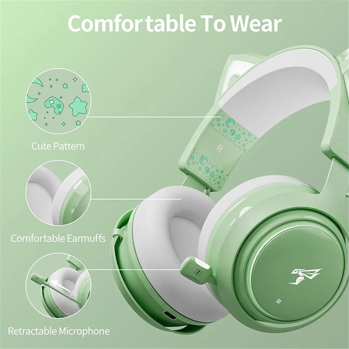 SOMIC GS510 Cat Ear Style Bluetooth-compatible Gaming Headset LED Light Wireless Headphone - Green - 5