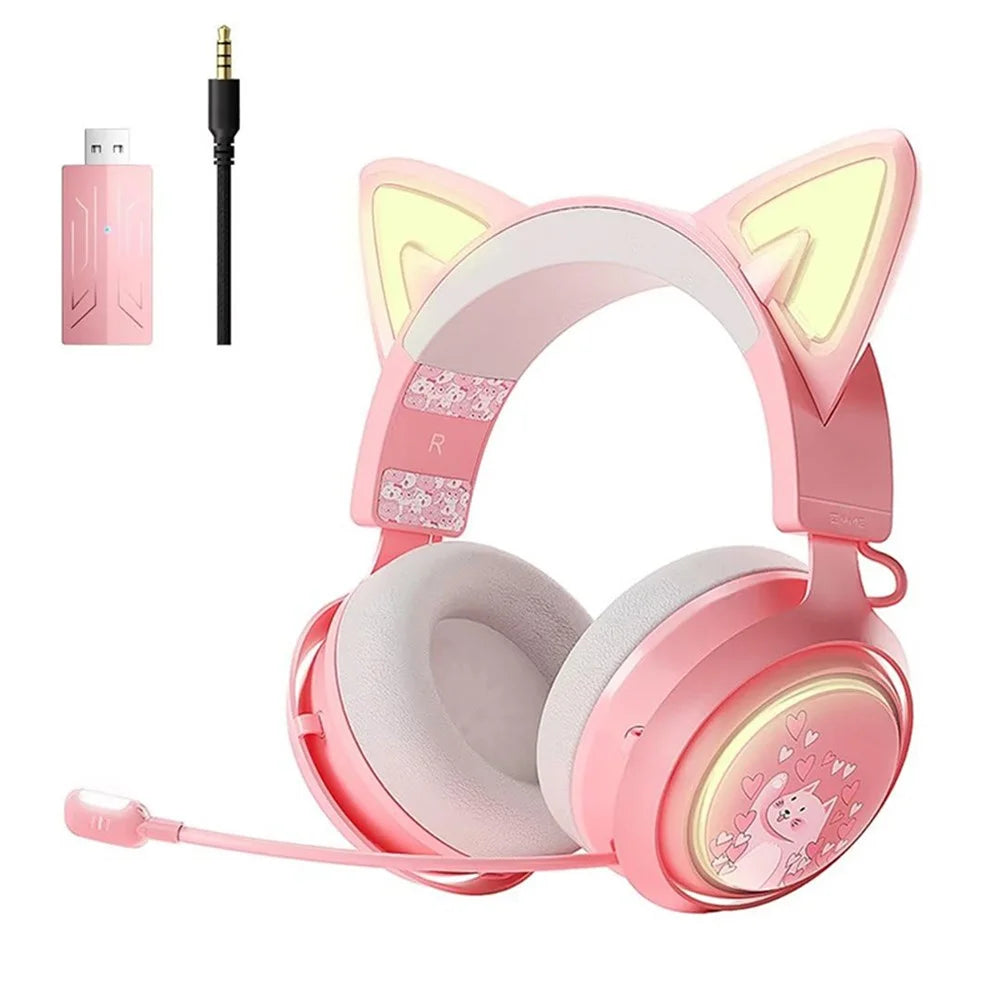 SOMIC GS510 Bluetooth-compatible / 2.4Ghz / 3.5mm Wired 3-Mode Gaming Headset with RGB Lights - Pink - 1