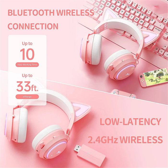SOMIC GS510 Bluetooth-compatible / 2.4Ghz / 3.5mm Wired 3-Mode Gaming Headset with RGB Lights - Pink - 3