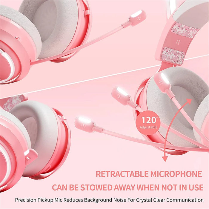 SOMIC GS510 Bluetooth-compatible / 2.4Ghz / 3.5mm Wired 3-Mode Gaming Headset with RGB Lights - Pink - 6