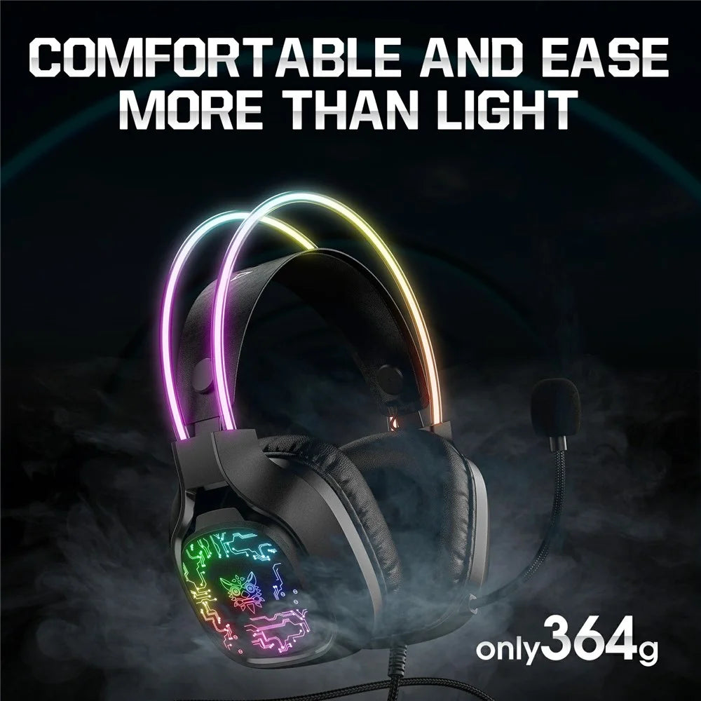 ONIKUMA X22 Over-Ear RGB Gaming Headset with Noise-Canceling Microphone - Black - 5