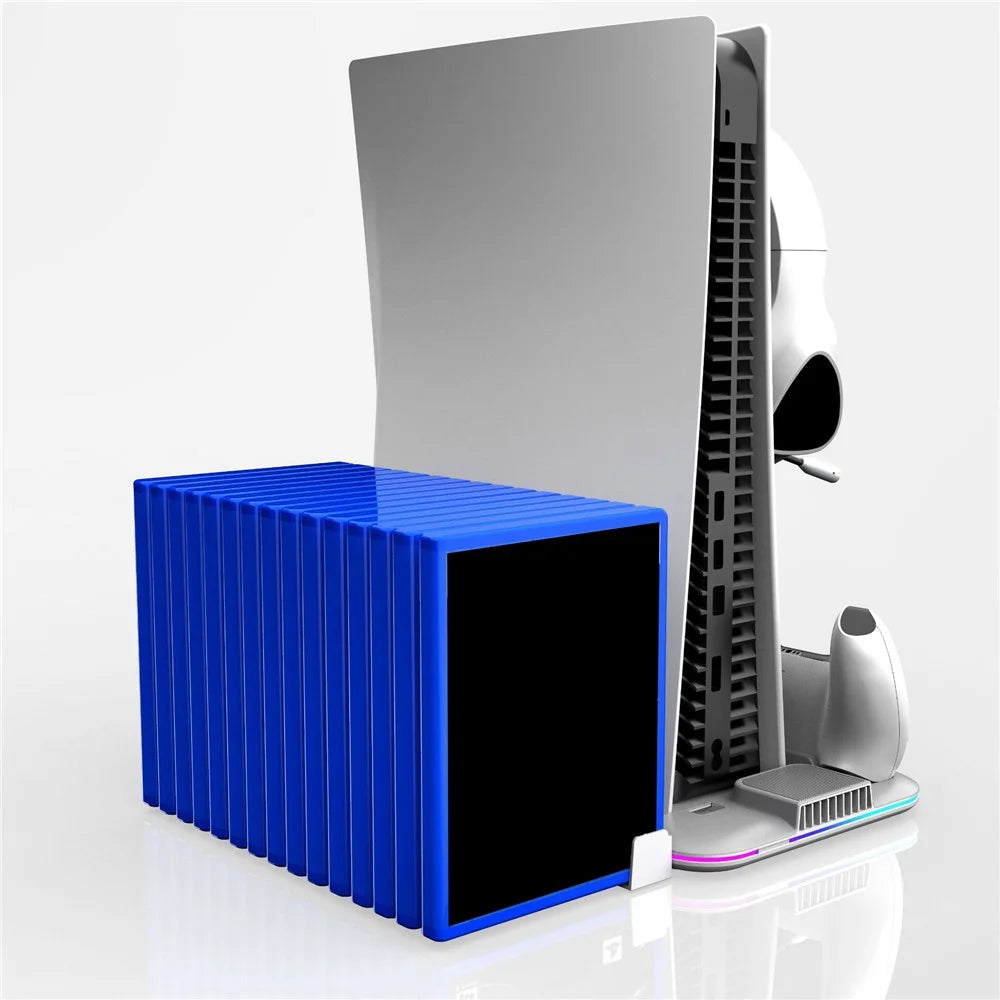 DZ504 For PS5 / PS5 Slim Multifunctional Cooling Stand Headset Holder Disc Storage Shelf - White - 5