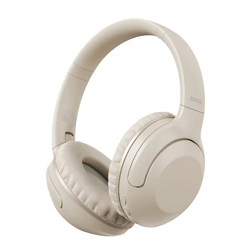 ROCK O3 Wireless On-Ear Headphones Bluetooth-compatible Stereo Headset Over Ear Noise Canceling - Beige - 1