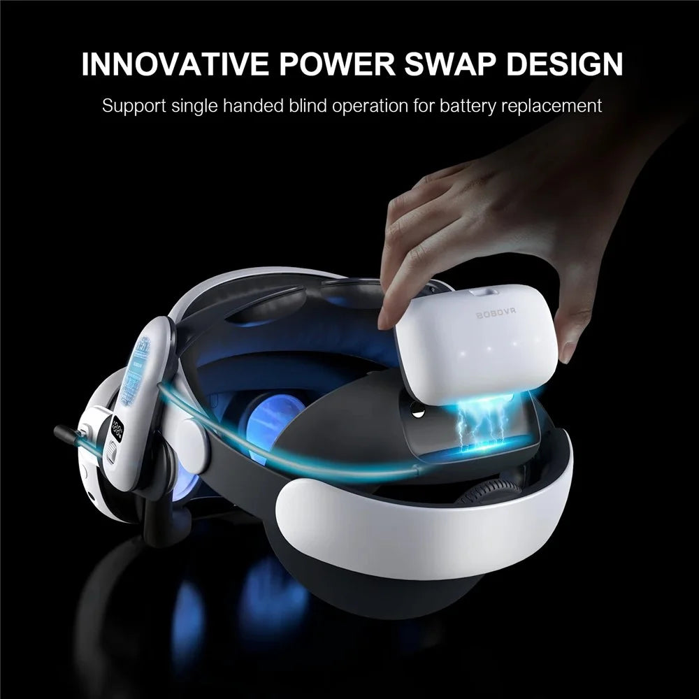 BOBOVR S3 Pro For Meta Quest 3S / 3 VR Headset Battery Strap Head Air Cooling System with 10000mAh Battery Pack - 2