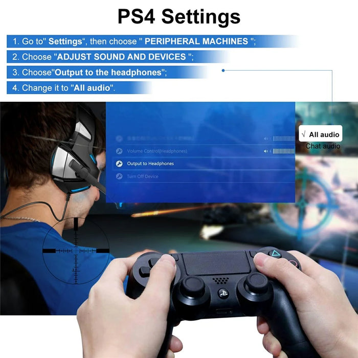 V1 Wired Gaming Headset with Microphone RGB Light Head-mounted Earphones 3.5mm Audio Jack - 6