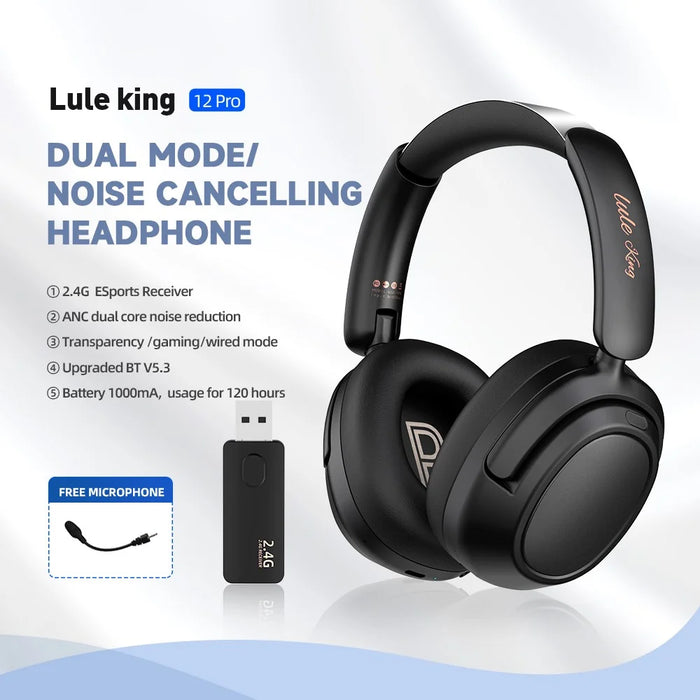 2.4G Wireless Headphone ANC Headset Bluetooth-compatible Music Gaming Earphone - Black - 3