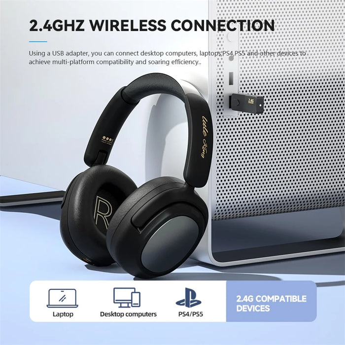 2.4G Wireless Headphone ANC Headset Bluetooth-compatible Music Gaming Earphone - Black - 7
