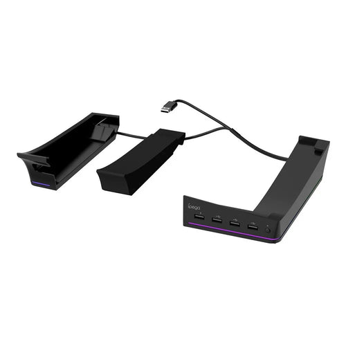 IPEGA PG-P5S021 for PS5 Slim RGB Light Horizontal Storage Base with 4 USB Ports - Black - 1