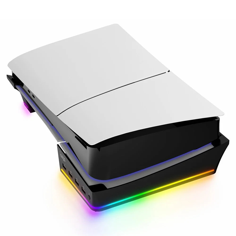 IPEGA PG-P5S021 for PS5 Slim RGB Light Horizontal Storage Base with 4 USB Ports - Black - 2