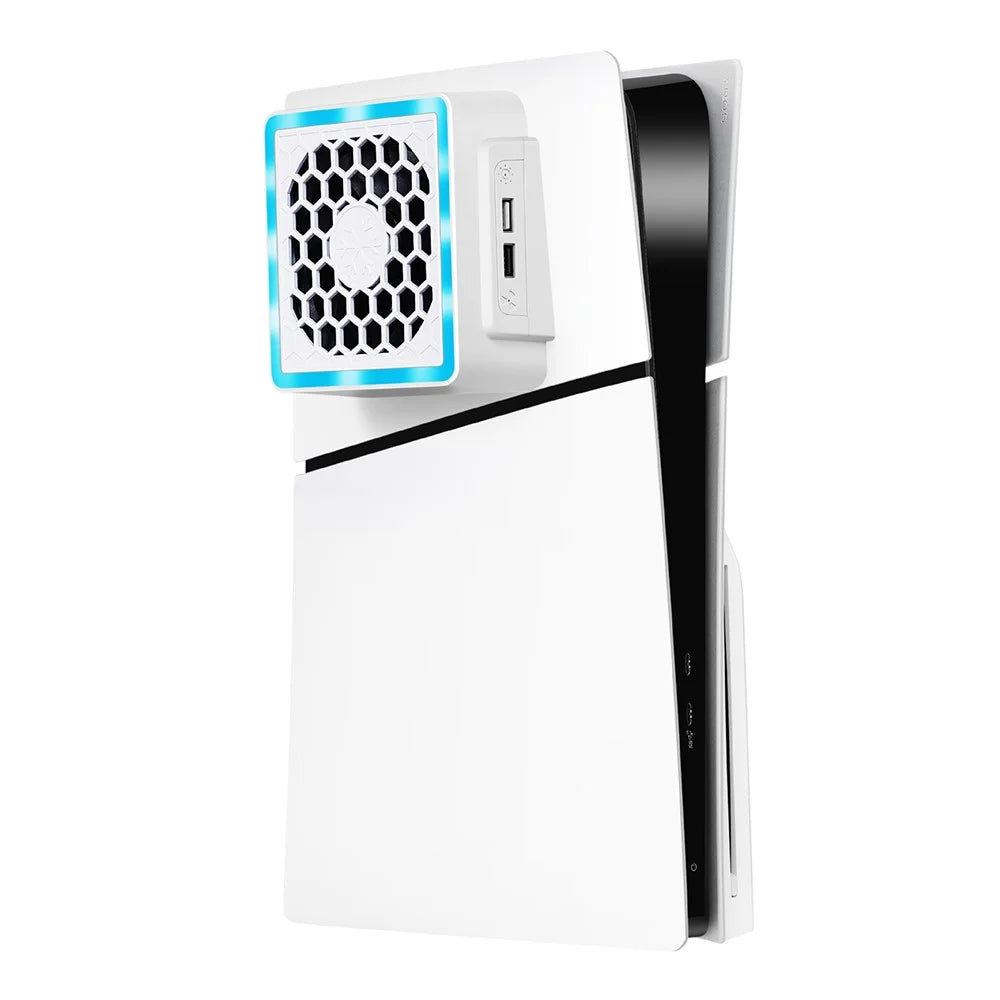 For Sony PS5 Slim Game Console Cooling Fan Side-Mounted Cooler Fan with RGB Light - 3