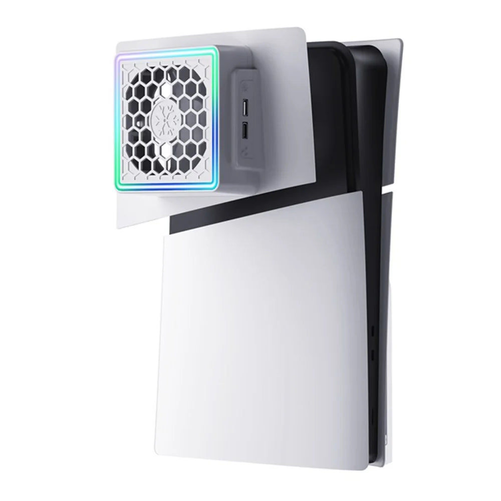 For Sony PS5 Slim Game Console Cooling Fan Side-Mounted Cooler Fan with RGB Light - 4