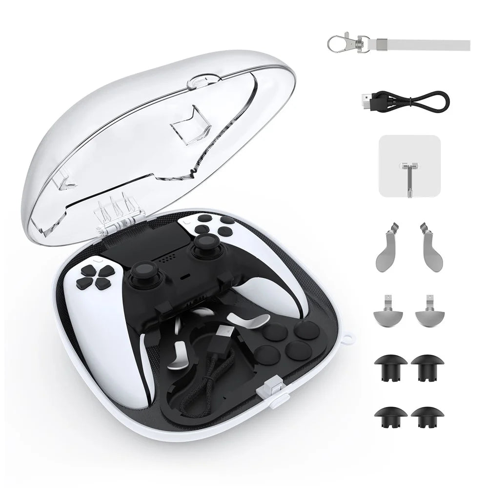 JYS JYS-P5207 For Sony PS5 / PS5 Elite Controller Transparent Window Storage Bag with Accessories - White - 1