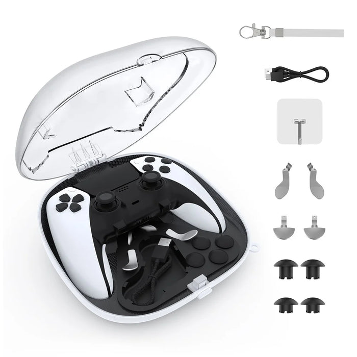 JYS JYS-P5207 For Sony PS5 / PS5 Elite Controller Transparent Window Storage Bag with Accessories - White - 1