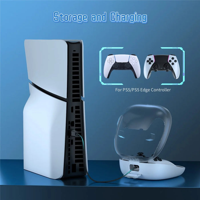 JYS JYS-P5207 For Sony PS5 / PS5 Elite Controller Transparent Window Storage Bag with Accessories - White - 6