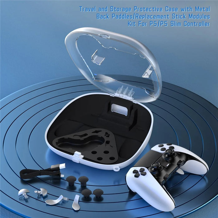 JYS JYS-P5207 For Sony PS5 / PS5 Elite Controller Transparent Window Storage Bag with Accessories - White - 7