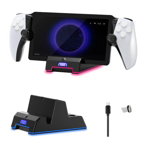 JYS-P5202 Magnetic Charging Station for Sony Playstation Portal Type-C Charger Stand with RGB Light - 1