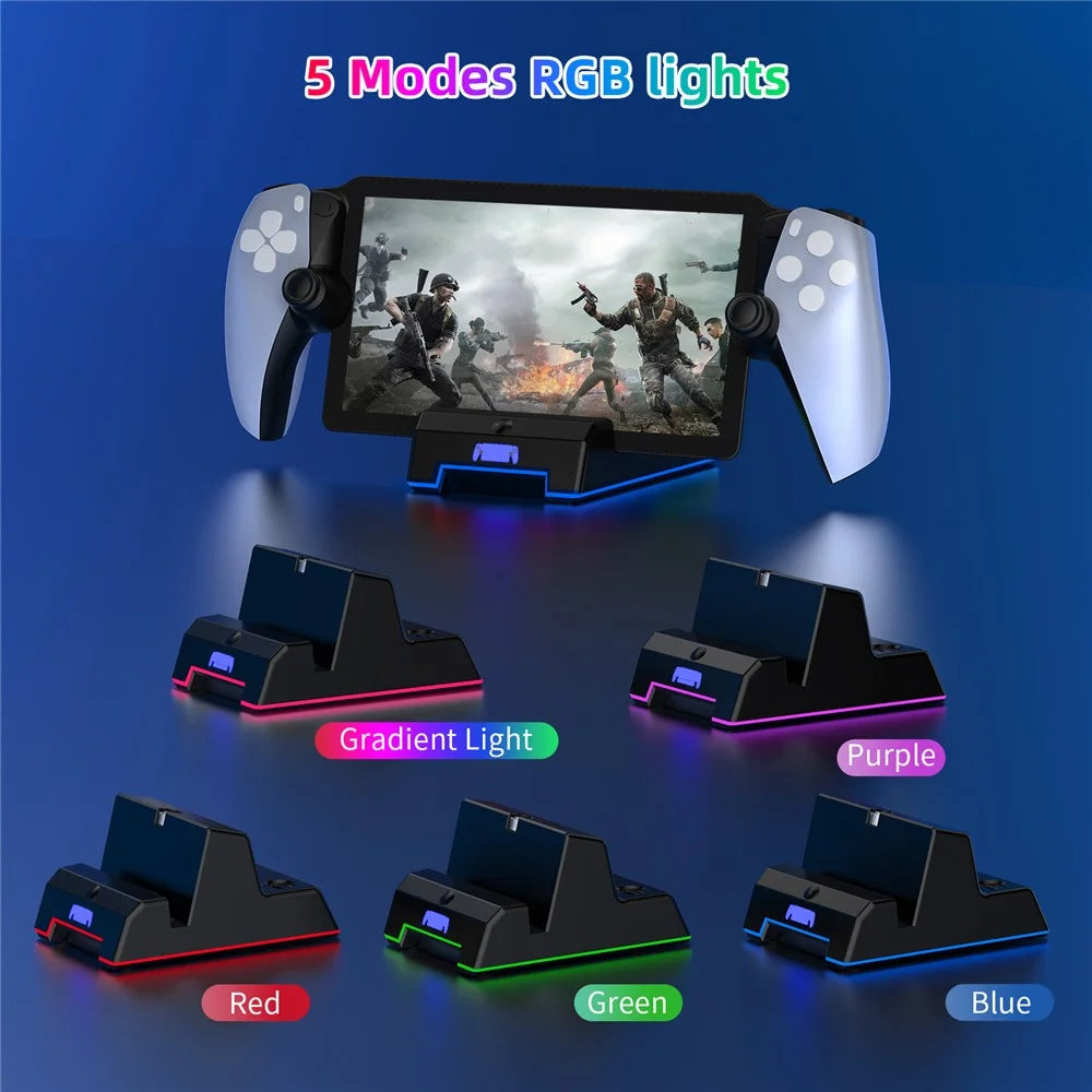 JYS-P5202 Magnetic Charging Station for Sony Playstation Portal Type-C Charger Stand with RGB Light - 4