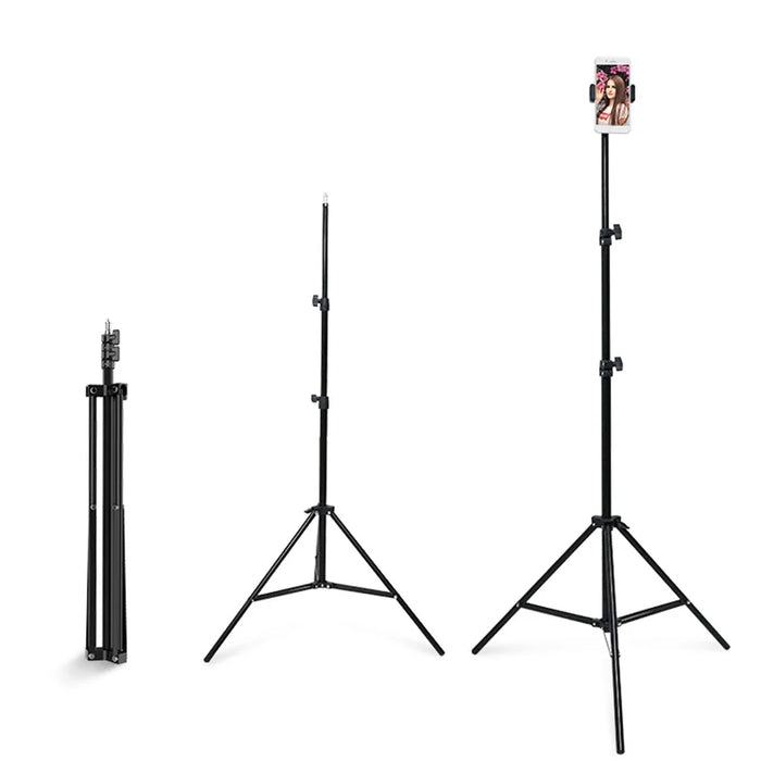 2.1m Mobile Phone Selfie Tripod Photography Fill Light Bracket Folding Stand - 1