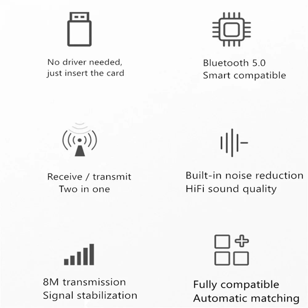 Bluetooth-compatible 5.0 USB Transmitter and Receiver 2 in 1 Adapter - 5